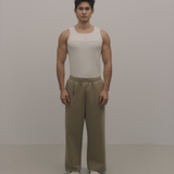 AirCotton|太空寬版直筒長褲 松灰綠