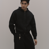 AirCotton|太空寬版連帽外套 純粹黑