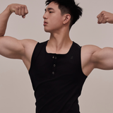 RibFlex｜機能羅紋 半襟緊身背心 純粹黑