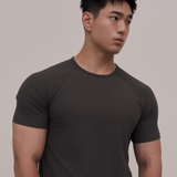 RibFlex｜機能羅紋 拉格蘭修身短袖 霧鐵灰