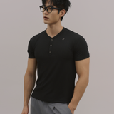 InvisiDry Waffle｜藏汗華夫 修身亨利短袖 純粹黑