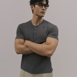 InvisiDry Waffle｜藏汗華夫 修身亨利短袖 霧鐵灰