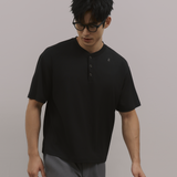 InvisiDry Waffle｜藏汗華夫 寬版亨利短袖 純粹黑