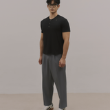 InvisiDry Waffle｜藏汗華夫 修身亨利短袖 純粹黑