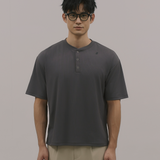 InvisiDry Waffle｜藏汗華夫 寬版亨利短袖 霧鐵灰