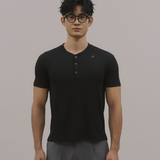 InvisiDry Waffle｜藏汗華夫 修身亨利短袖 純粹黑