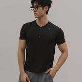 InvisiDry Waffle｜藏汗華夫 修身亨利短袖 純粹黑