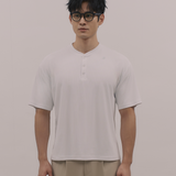 InvisiDry Waffle｜藏汗華夫 寬版亨利短袖 純粹白