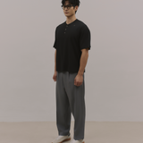 InvisiDry Waffle｜藏汗華夫 寬版亨利短袖 純粹黑