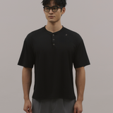 InvisiDry Waffle｜藏汗華夫 寬版亨利短袖 純粹黑