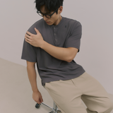 InvisiDry Waffle｜藏汗華夫 寬版亨利短袖 霧鐵灰