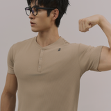 InvisiDry Waffle｜藏汗華夫 修身亨利短袖 拿鐵棕