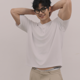 InvisiDry Waffle｜藏汗華夫 寬版亨利短袖 純粹白