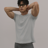 InvisiDry Waffle｜藏汗華夫 修身亨利短袖 冰河藍